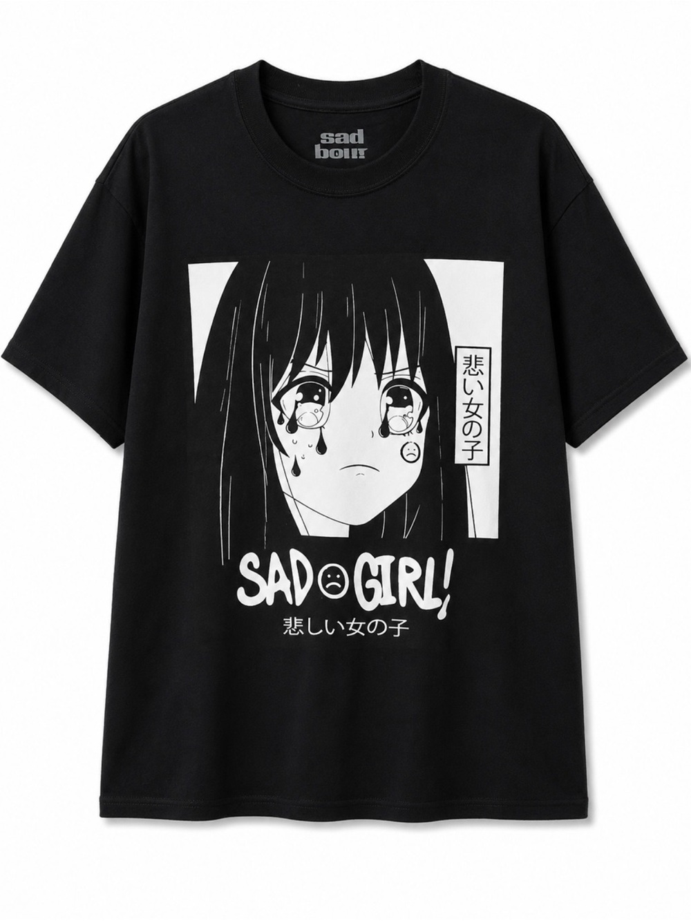 Black Graphic Tee for Kids - Anime Print